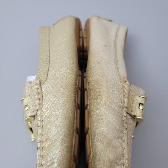 Lauren Ralph Lauren Loafers 10 Caliana Leather Gold Snake Embossed Driving - Picture 16 of 16